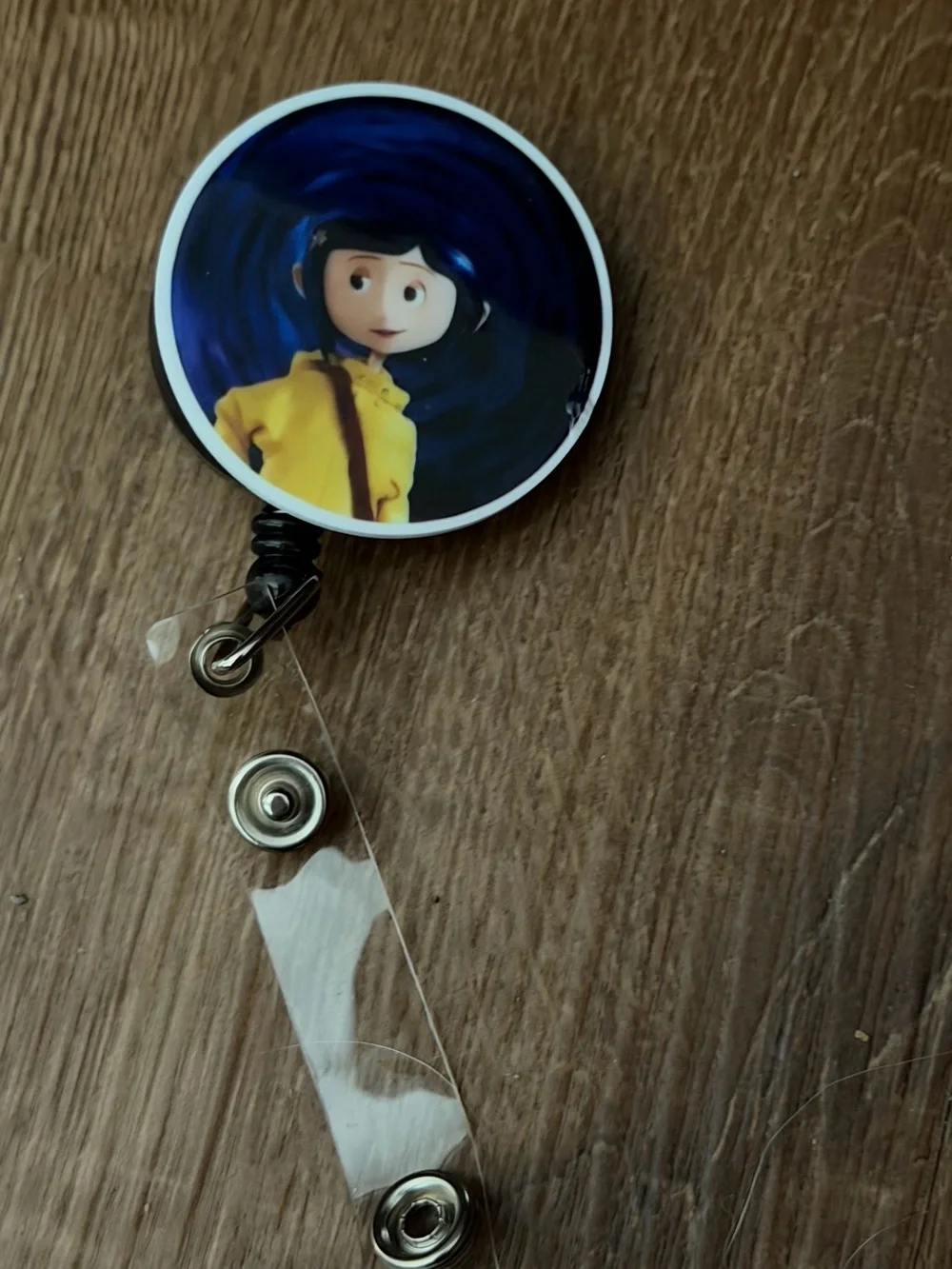 Coraline Themed Retractable Badge Reel - Navy & Yellow